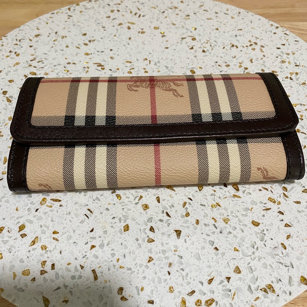 Burberry Haymarket Check Coated Canvas and Leather Continental Wallet